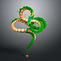 Small Character Climbing On Green Snake With Orange And White Striped Body