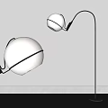 Modern Elegant Floor Lamp with Curved Black Metal Stand and White Globe Lampshade