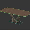 Modern Wooden Dining Table With Oval Tabletop And Crossed Legs Design
