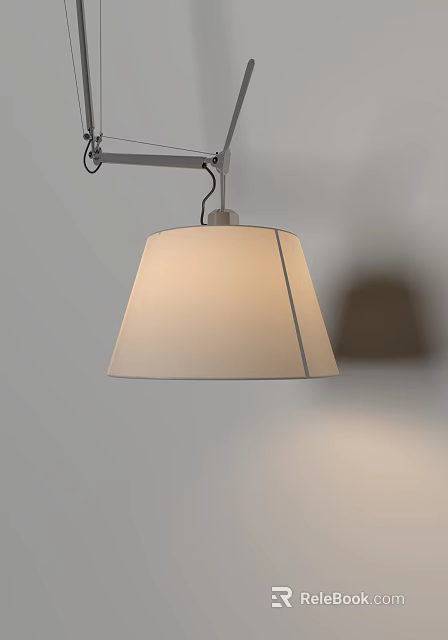 Modern Wall Lamp With Metal Arm And Beige Fabric Shade For Home Lighting 3d model 