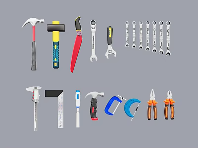 Essential Hardware Tools Collection Including Hammers Wrenches Pliers Screwdrivers And Tape Measure 3d model