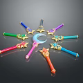Colorful Decorative Magic Weapons With Star Moon Shaped Tops Arranged In Circle