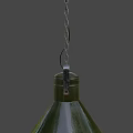 Green Metal Conical Pendant Light With Square Canopy And Chain Hanging