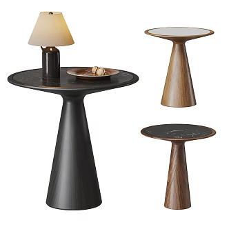 Antique Side Table Combination Rock Plate Side Table Round Side Table Solid Wood Side Table Black Walnut Side Table Coffee Table Ornaments Table Lamp 3d model