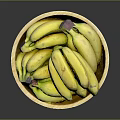 Fresh Yellow Ripe Bananas In Wooden Bowl On Dark Background