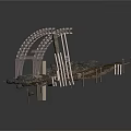 Wooden Arch Structure With Rock Pile And Wooden Platform Design