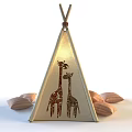 Cozy Teepee Style Kids Tent with Butterfly Giraffe Patterns and Striped Cushions