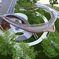 Modern Bridge Special-shaped Covered Bridge Viewing Deck 3d model
