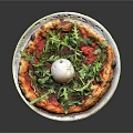 Fresh Baked Pizza With Crusty Crust Arugula Fresh Mozzarella And Tomato Sauce