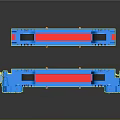 Industrial Blue Dual Roller Support Equipment With Red Tracks And Black Rollers