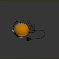 Orange And Silver Spherical Modern Lamp With Base And Black Cable 3d model