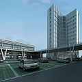 Modern Industrial Factory Building With High Rise Structure Parking Lot And Connecting Overpass