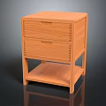 Wooden Bedside Table With Two Striped Drawers And Lower Shelf Home Bedroom Simple Modern Furniture