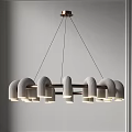 Modern Chandelier Design With Curved Light Bodies Wooden Frame And Sleek Elegant Interior Lighting