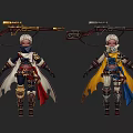 Game and Movie Character Designs Featuring Diverse Armor Swords Shields and Weapons 3d model