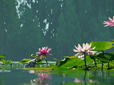 Water lily eating lotus carp lotus carp 3d model