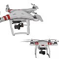 Smart Machine Drone Design Featuring White Body Red Stripes And Camera 3d model