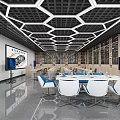 School Modern Training Classroom Interior With Hexagonal Ceiling And Car 3d model