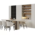 Dining Table and Chair Island Table Dining Table Island Table Round Table and Chair Tableware Sideboard Wine Cabinet Single Chair Decorations Planting 3d model