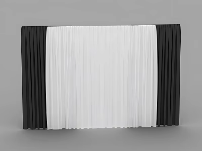 Stylish Black and White Curtains Featuring Middle White and Side Black Panels for Stage Decoration 3d model