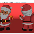 Santa Claus Sculpture With Red Outfit Holding Gifts Front And Back Views On Pink Background