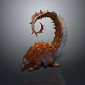 Game Movie Character With Spiked Long Tail And Orange White Fur