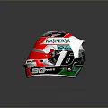 Military Weapon Helmet Featuring Red Silver Finish KAPR Logo Number 36 And Italian Flag