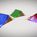 Multiple Colored Camping Tents in Blue Green and Red for Outdoor Adventures
