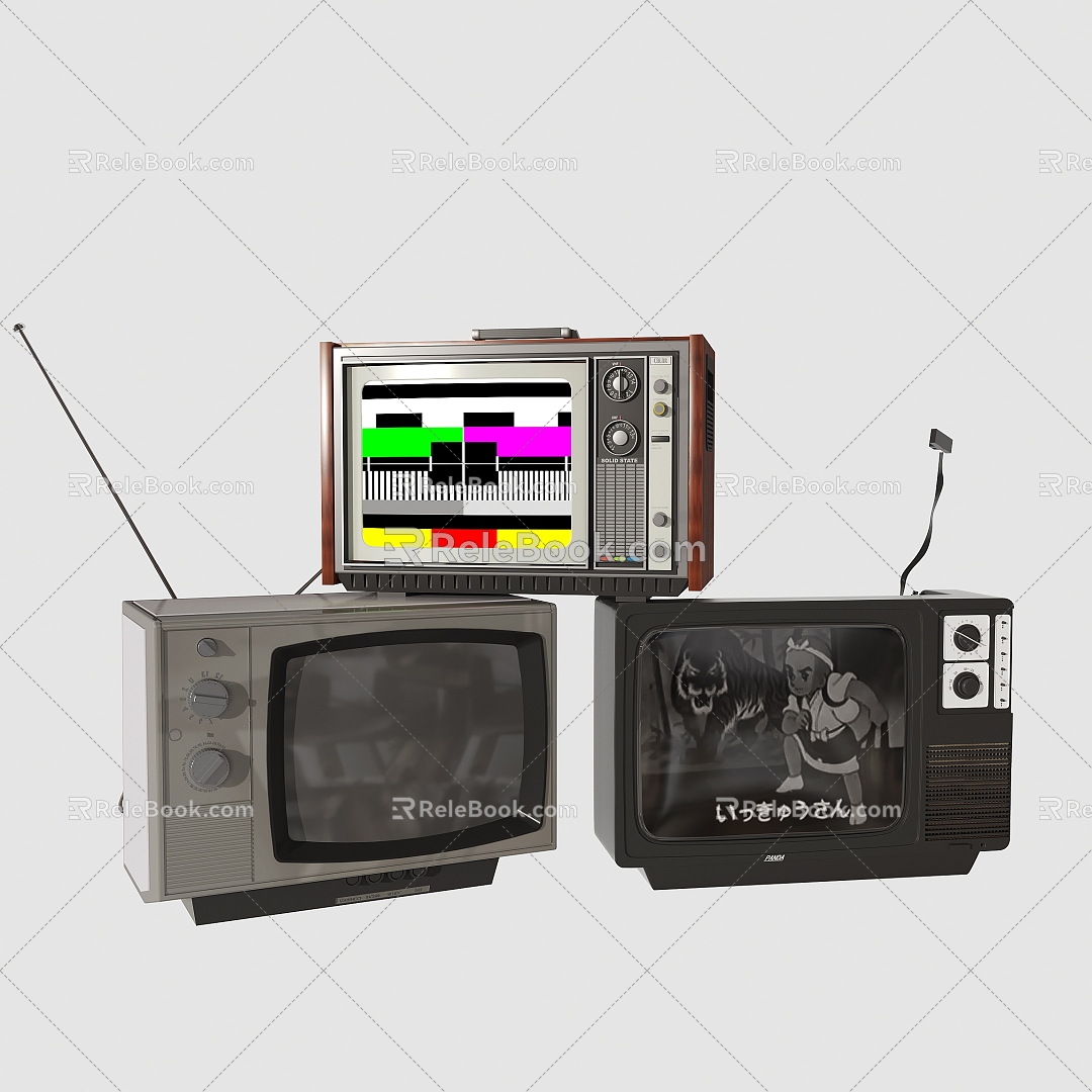 Modern Nostalgic Retro TV Black and White TV Old-fashioned TV Age Electrical Appliances 3d model