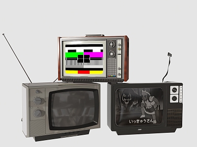 Modern Nostalgic Retro TV Black and White TV Old-fashioned TV Age Electrical Appliances 3d model