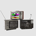 Modern Nostalgic Retro TV Black and White TV Old-fashioned TV Age Electrical Appliances 3d model