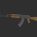 Classic AK Assault Rifle Featuring Wooden Stock Handguard and Metal Magazine Components