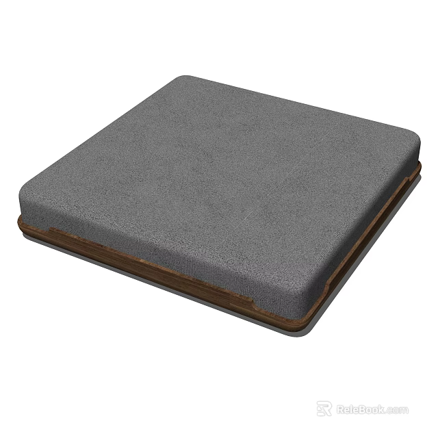 Soft Square Gray Cushion with Brown Edges for Daily Use 3d model 
