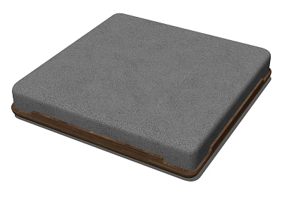 Soft Square Gray Cushion with Brown Edges for Daily Use 3d model