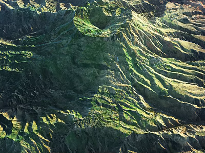 Garden Landscape Featuring Mountainous Terrain And Lush Green Vegetation 3d model