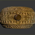 Intricately Carved Sculpture With Arched Design Intricate Patterns And Golden Brown Artistic Finish