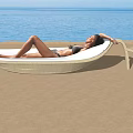Outdoor Rattan Lounge Chair For Relaxing Beachside With Side Table And Drink