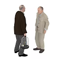 Two Men Talking While One Holding Birdcage With Small Bird 3d model
