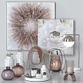 Elegant Decorative Ornament Set Featuring Wall Art Table Lamp Vases Mirror Candle Holder And Candles