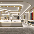 Luxury Modern Jewelry Store Interior Design With Golden Trim Display Counters And Soft Ambient Lighting