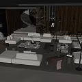 Modern Living Room Interior With Sofa Coffee Table Set Rug Floor Lamp And Fireplace