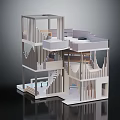 Modern Architectural Model Featuring Staircases Platforms And Open Multi Level Structure