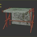 Portable Foldable Table With Wooden Frame And Patterned Fabric Top For Daily Use