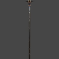 Medieval Ornamental Halberd With Intricate Metal Carvings And Decorative Bronze Details For Historical Warfare