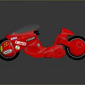 Red Motorcycle Featuring Shiny Surface Transparent Windshield Brown Seat and Wheel Stickers