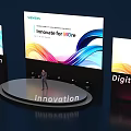 Siemens Innovate for MORE Event Stage with 3D Innovation Letters and Digital Screens