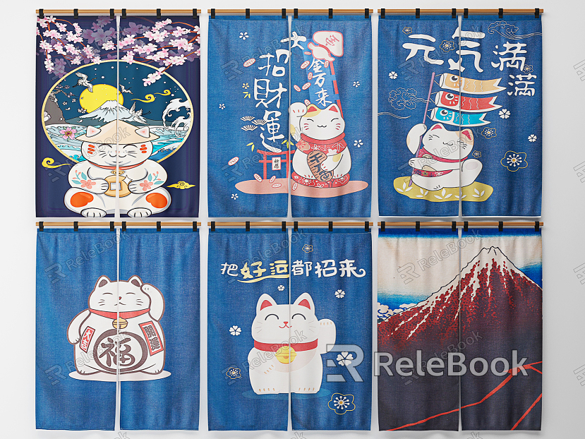 Japanese-style Kitchen Curtain Door Curtain model