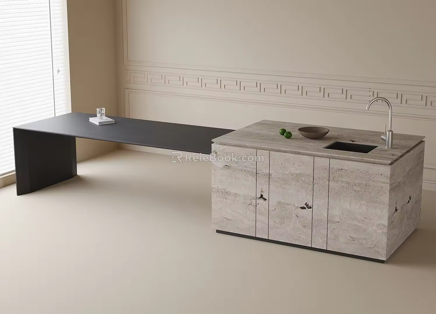 Modern island table 3d model