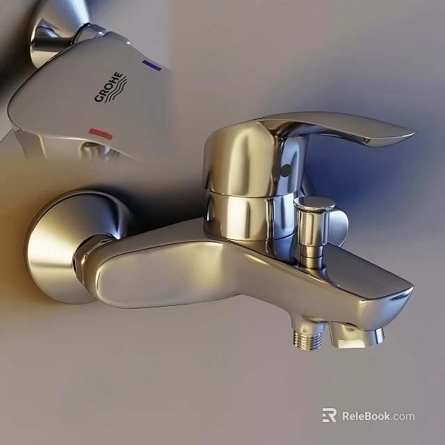 Stylish Modern Chrome Faucet With Single Handle And Curved Spout Design 3d model 