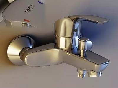 Stylish Modern Chrome Faucet With Single Handle And Curved Spout Design 3d model